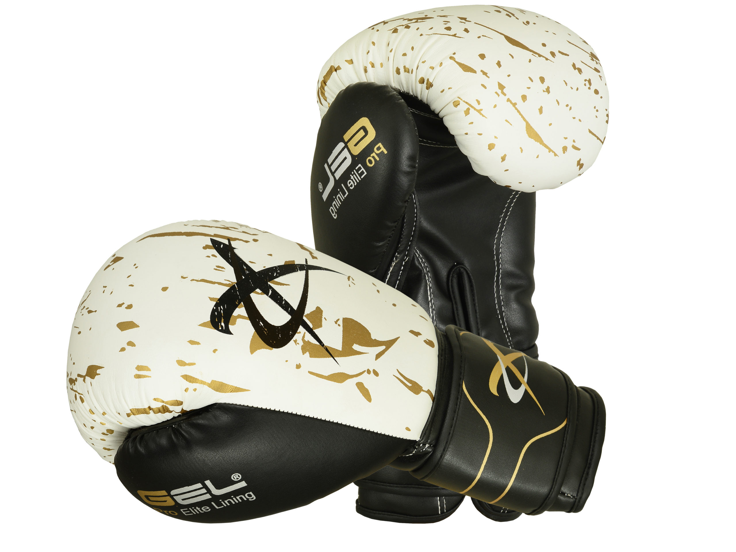 XC Gold Splatter Cow Hide Leather Boxing Gloves