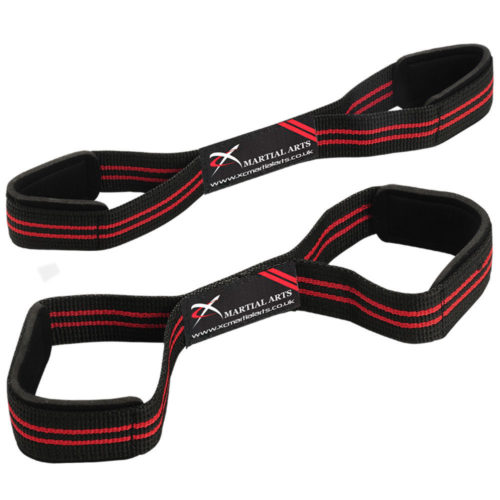 XC Lifting Figure 8 Gym Training Straps Padded Grip Support Exercise Red