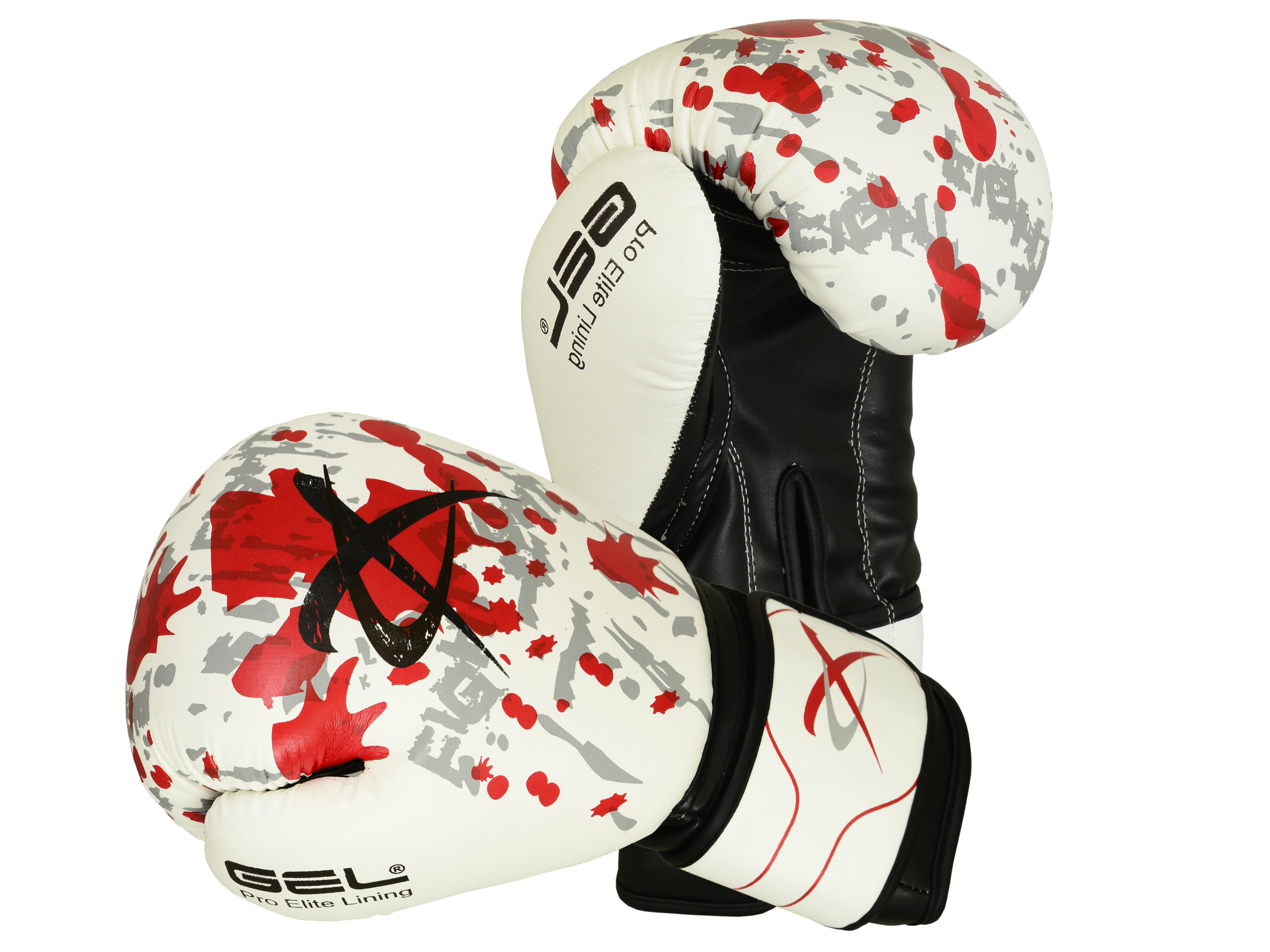 XC Red Splatter Cow Hide Leather Boxing Gloves