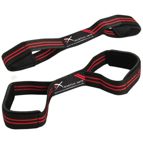 XC Lifting Figure 8 Gym Training Straps Padded Grip Support Exercise Red