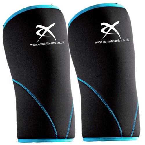 XC Knee Sleeves (Pair) 7MM Powerlifting Weightlifting Patella Support Brace Protector Black